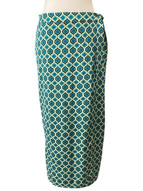 Joie Blue and Green Geometric Maxi Wrap Skirt Size M